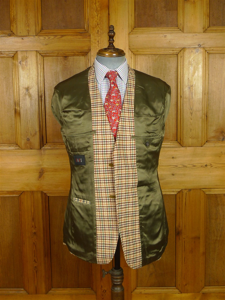 26/0646 beautiful nearly new daks wool & 10% cashmere gun check country sports jacket w/ suede facings 40 regular