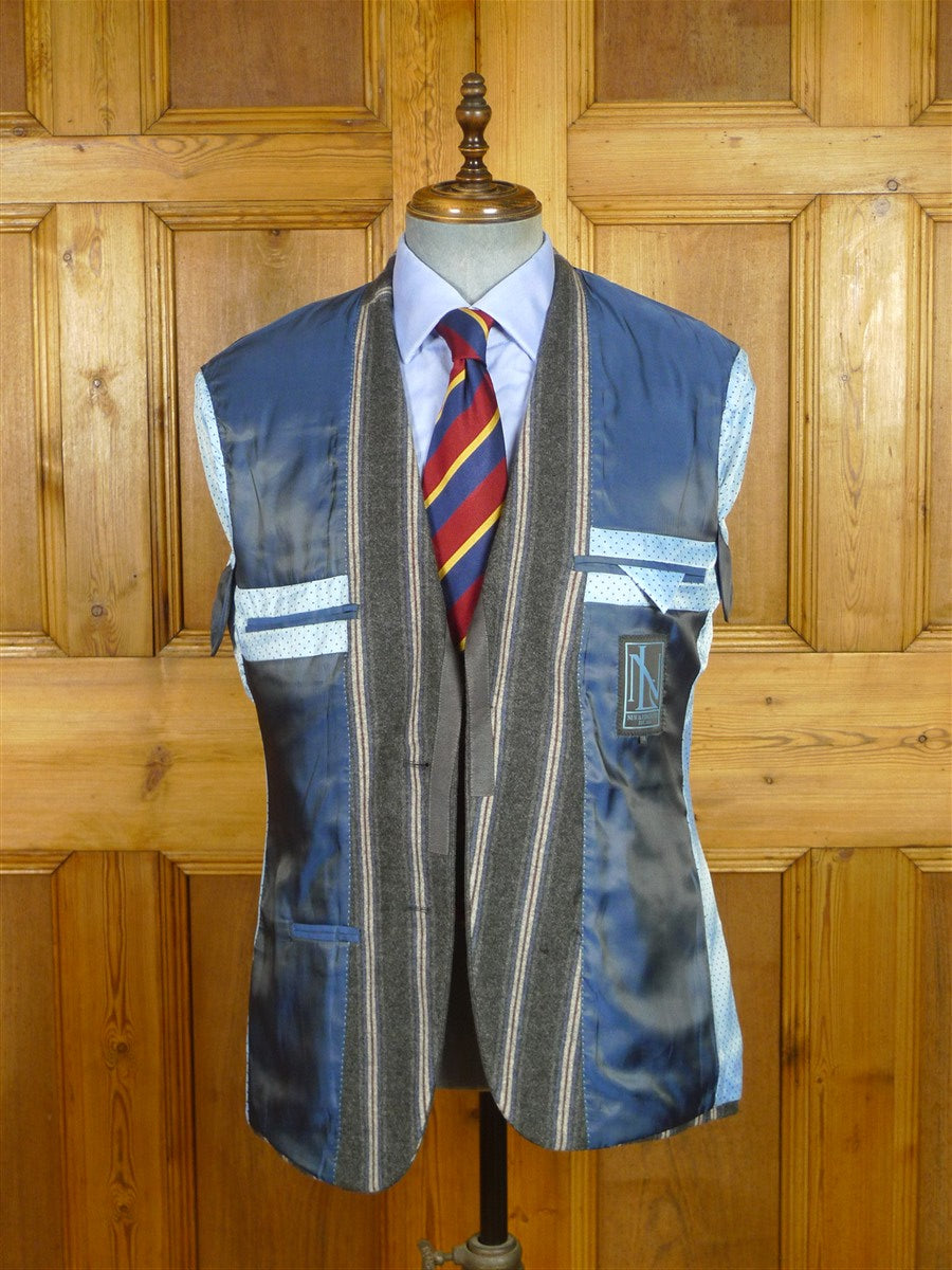26/0649 new & lingwood jermyn street grey / blue & red stripe wool boating blazer 40 regular