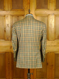 26/0650 vintage daks signature house check wool sports jacket blazer w/ suede trims 40 short