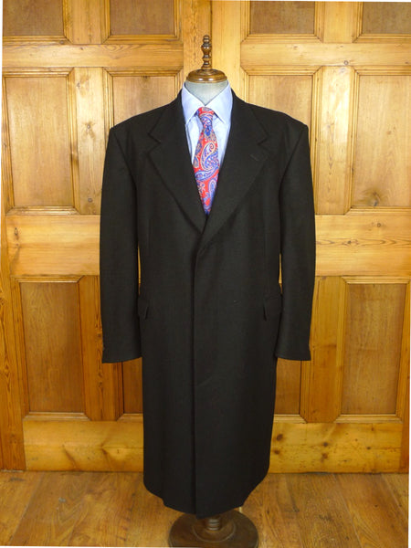 26/0640 heavyweight modern black genuine crombie overcoat 48-50