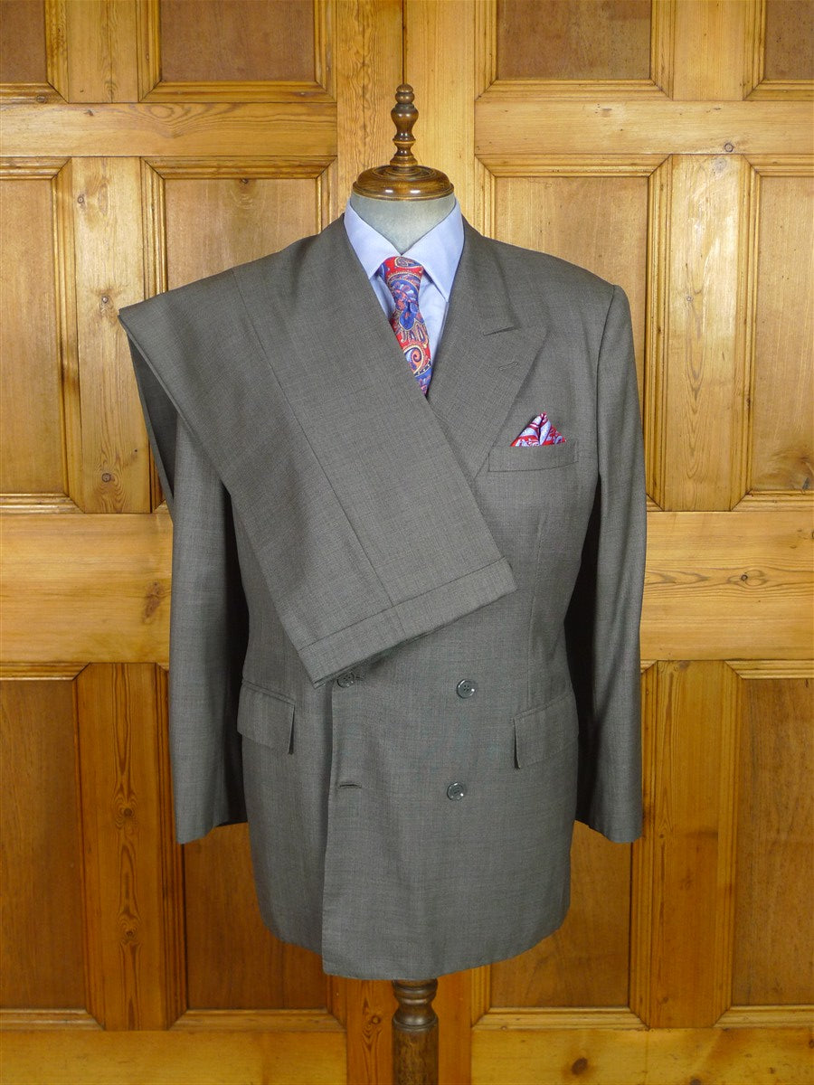 26/0631 madrid 1995 bespoke canvassed grey pick weave d/b worsted suit 43-44 regular