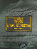 26/0631 madrid 1995 bespoke canvassed grey pick weave d/b worsted suit 43-44 regular