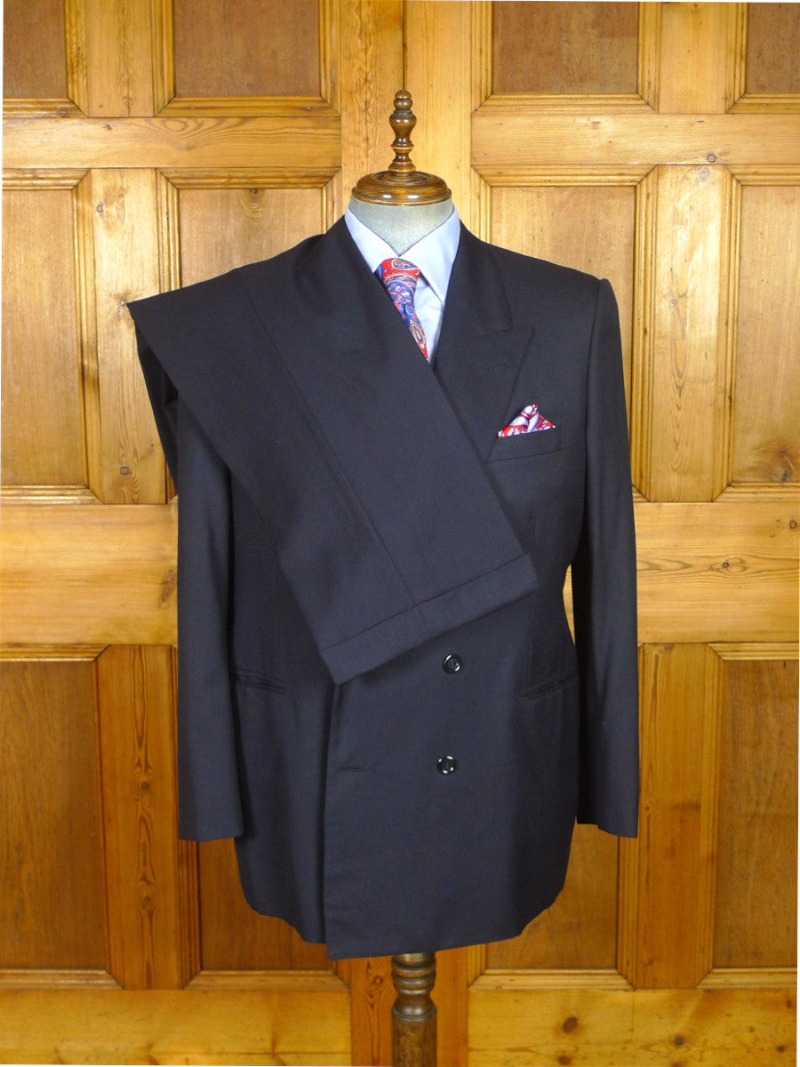 26/0632 madrid 1989 bespoke canvassed navy blue twill weave d/b 90% merino & 10% cashmere suit 43-44 regular