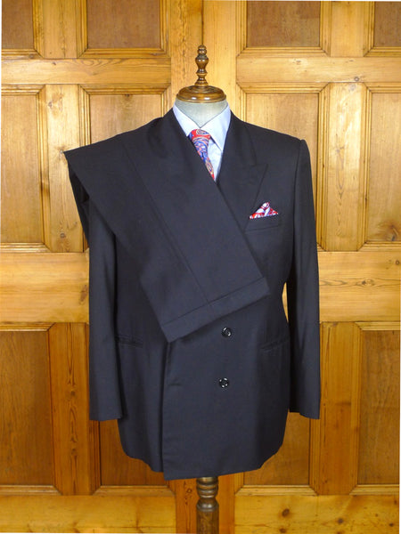 26/0632 madrid 1989 bespoke canvassed navy blue twill weave d/b 90% merino & 10% cashmere suit 43-44 regular
