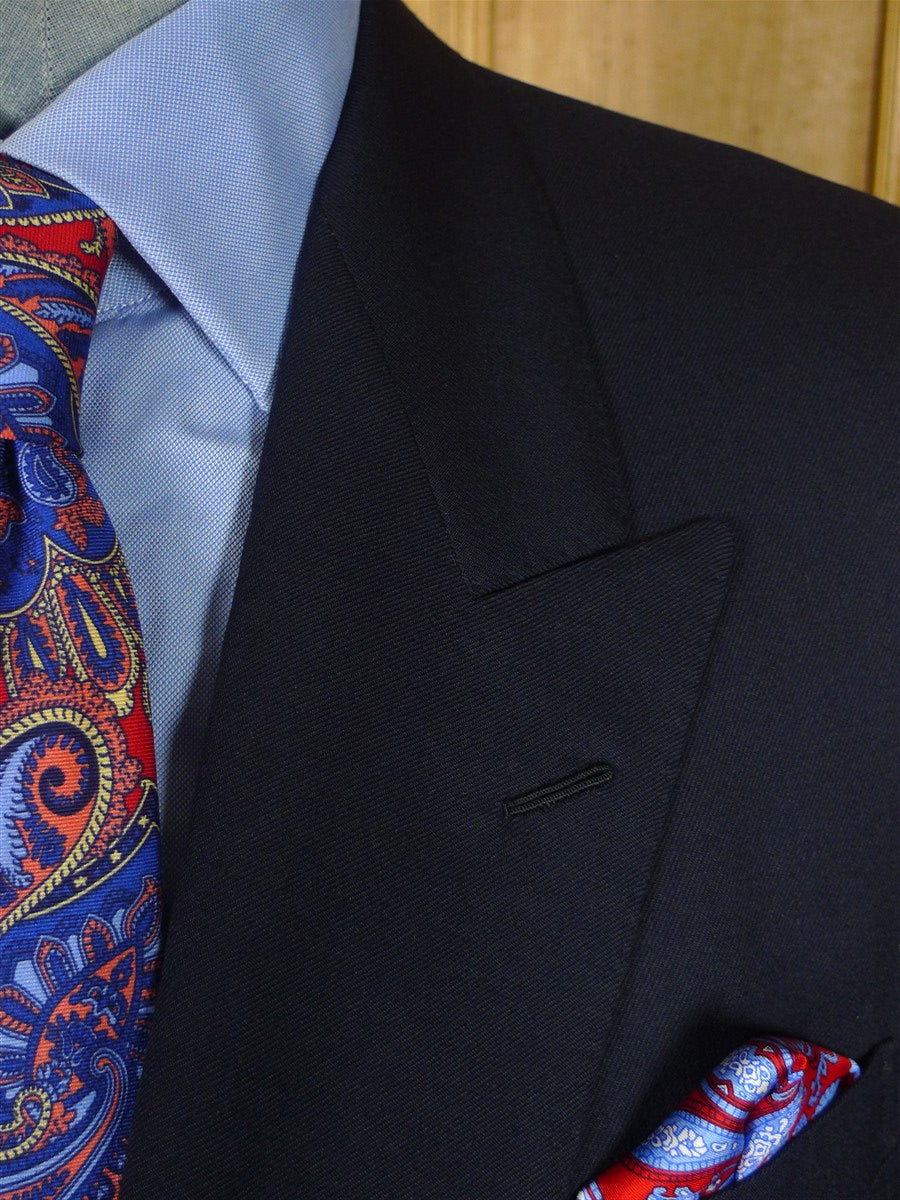 26/0632 madrid 1989 bespoke canvassed navy blue twill weave d/b 90% merino & 10% cashmere suit 43-44 regular