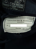 26/0632 madrid 1989 bespoke canvassed navy blue twill weave d/b 90% merino & 10% cashmere suit 43-44 regular