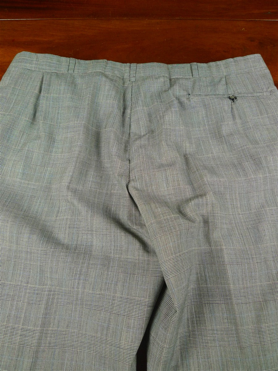 26/0637 immaculate 2000s madrid bespoke canvassed grey / blue prince of wales check worsted suit w/ 2 pair trs 44-45 regular
