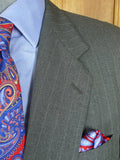 26/0633 madrid 1991 bespoke canvassed grey pin-stripe wool & mohair suit w/ 2 pair trs 45 regular
