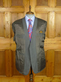 26/0633 madrid 1991 bespoke canvassed grey pin-stripe wool & mohair suit w/ 2 pair trs 45 regular