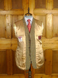 26/0644 wonderful heavyweight 1960s vinatge green / brown houndstooth check harris tweed jacket w/ original buttons 40 regular