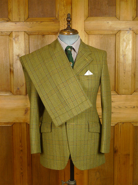 26/0657 vintage british heavyweight glen check tweed country suit 38 regular