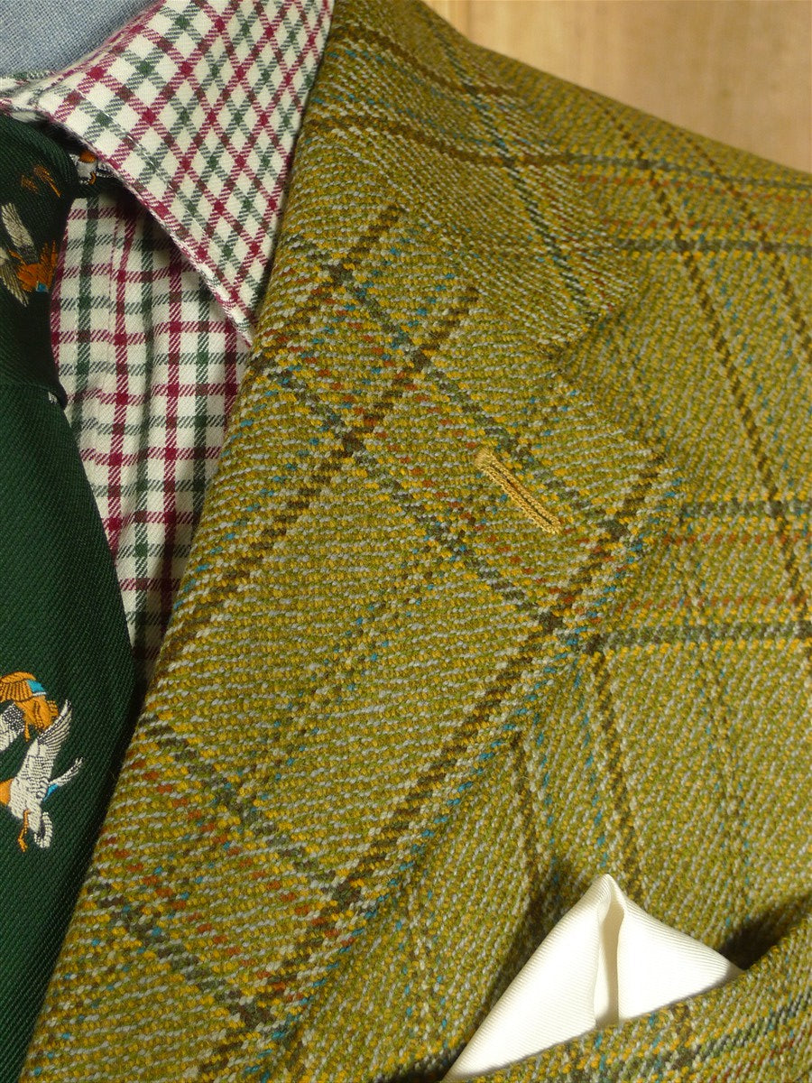 26/0657 vintage british heavyweight glen check tweed country suit 38 regular