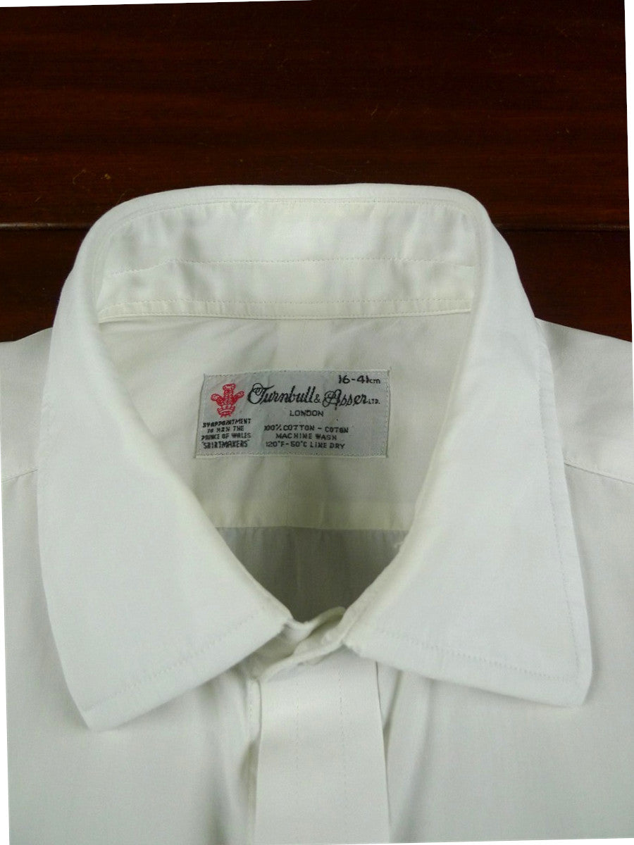 26/0675 turnbull & asser cotton white long sleeve double cuff shirt 15"