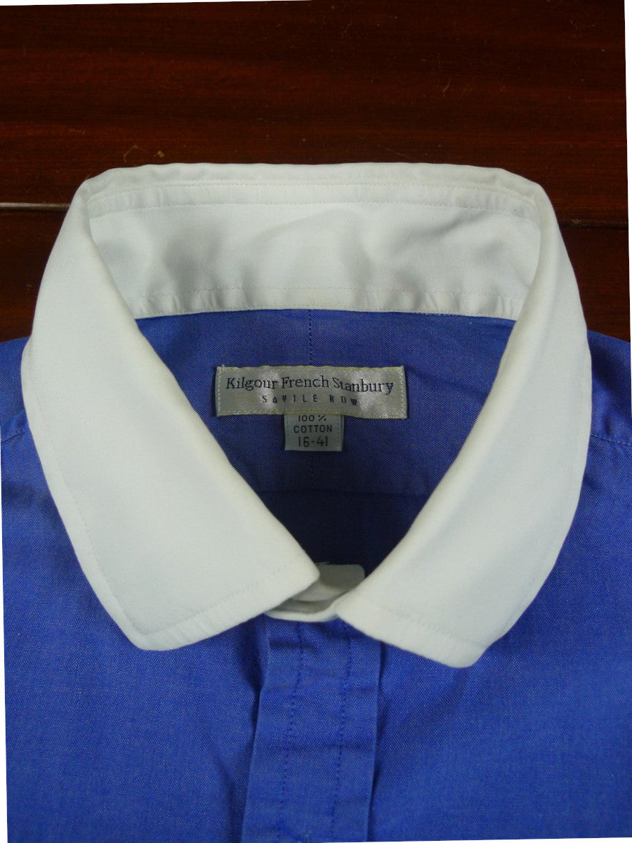 26/0664 Bespoke kilgour french stanbury cotton blue/white long sleeve double cuff shirt 15.5"