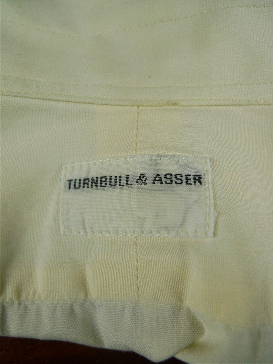 26/0672 turnbull & asser cotton cream long sleeve double cuff shirt 15"