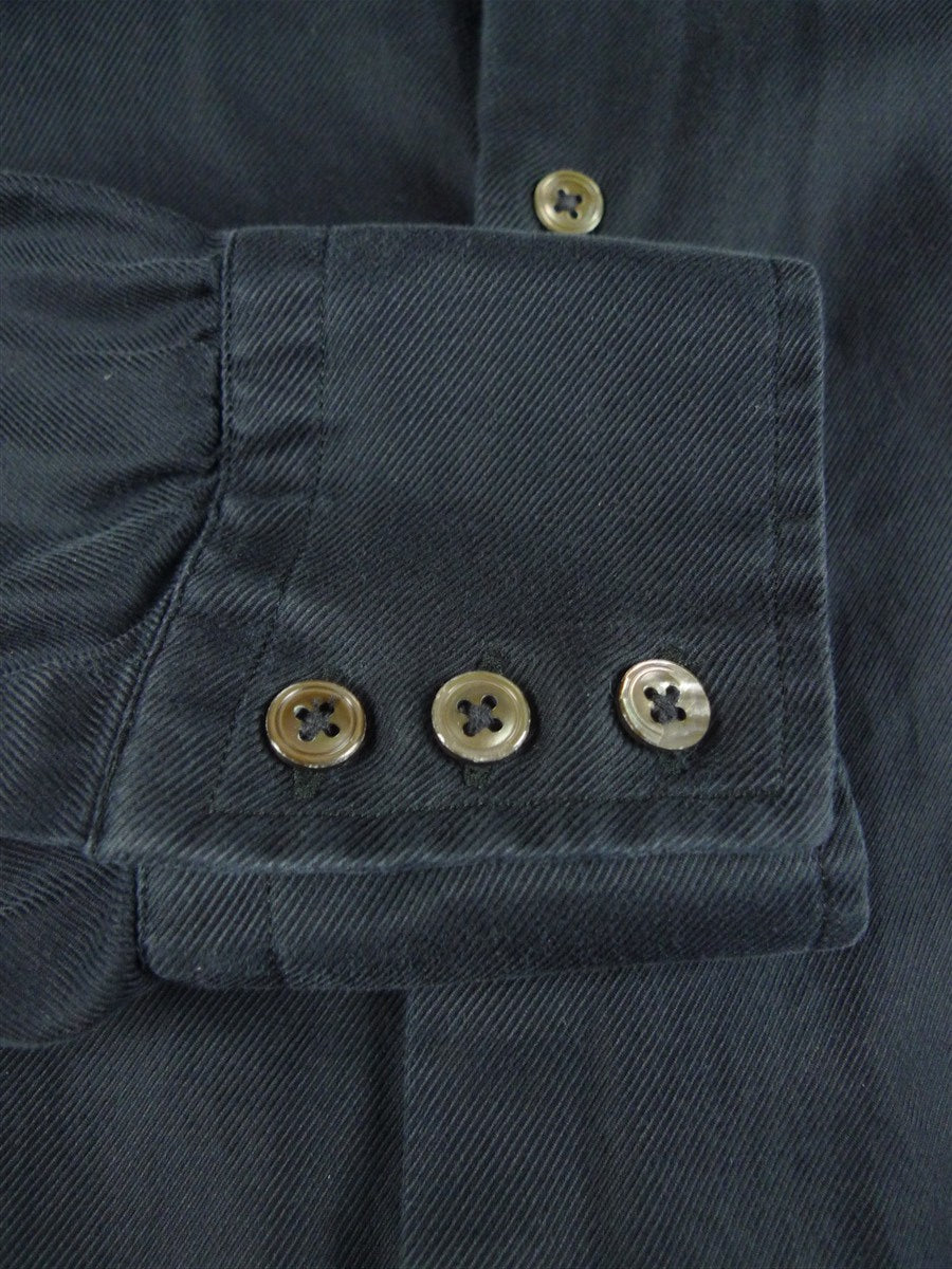 26/0674 immaculate turnbull & asser cotton drill black long sleeve single cuff shirt 15.5"