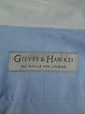 26/0676 gieves & hawkes cotton blue/white long sleeve double cuff shirt 14.5"