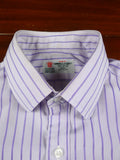 26/0670 turnbull & asser cotton purple striped long sleeve single cuff shirt 15.5"