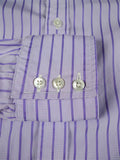 26/0670 turnbull & asser cotton purple striped long sleeve single cuff shirt 15.5"