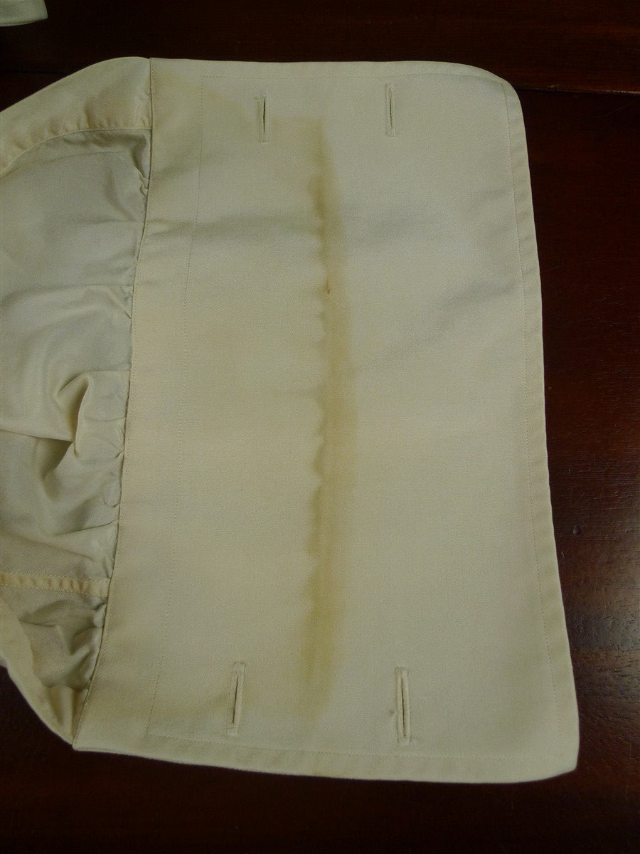 26/0684 vintage turnbull & asser silk ivory pleated double cuff dress shirt 16.5"