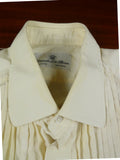 26/0684 vintage turnbull & asser silk ivory pleated double cuff dress shirt 16.5"