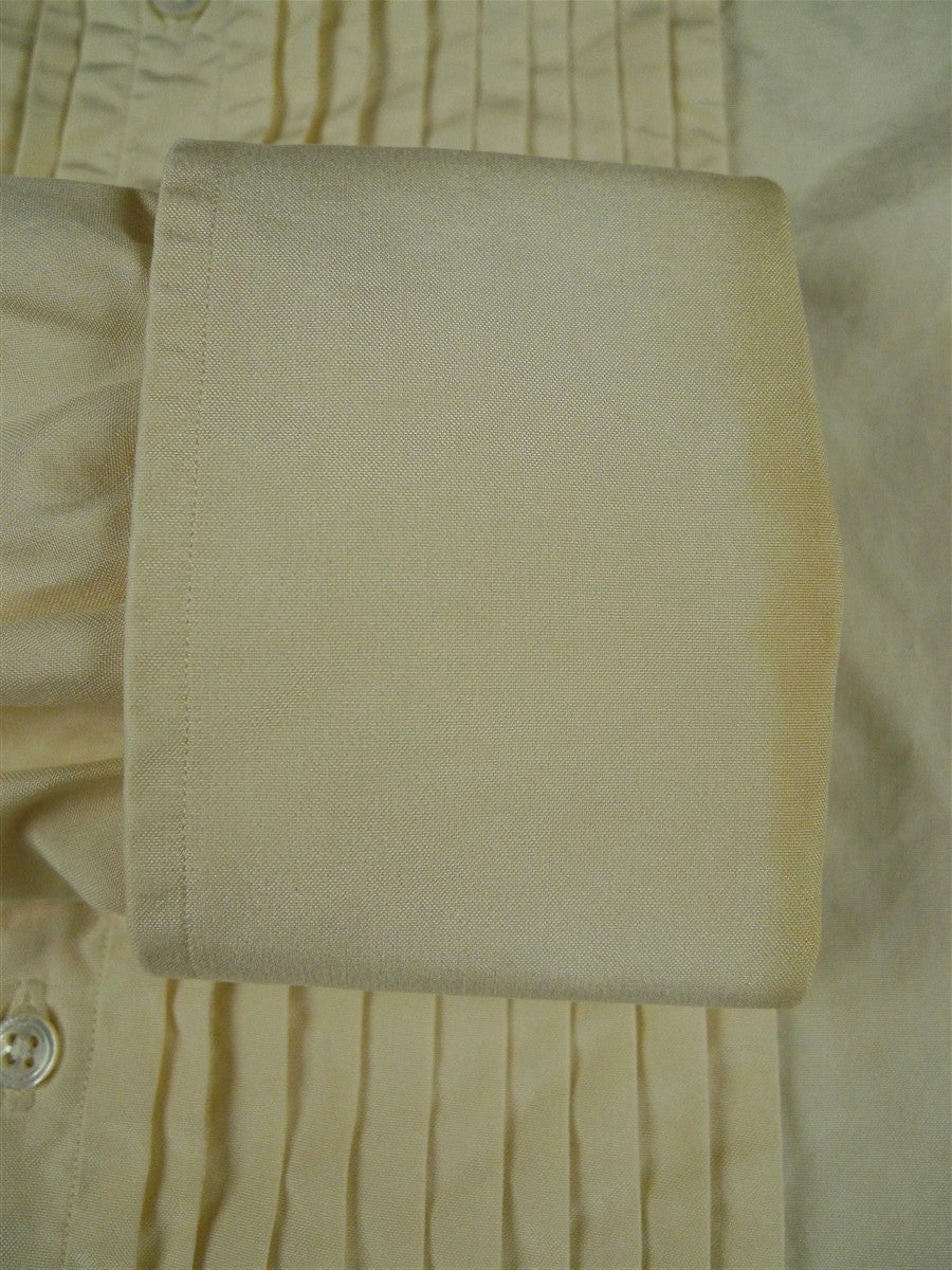 26/0684 vintage turnbull & asser silk ivory pleated double cuff dress shirt 16.5"