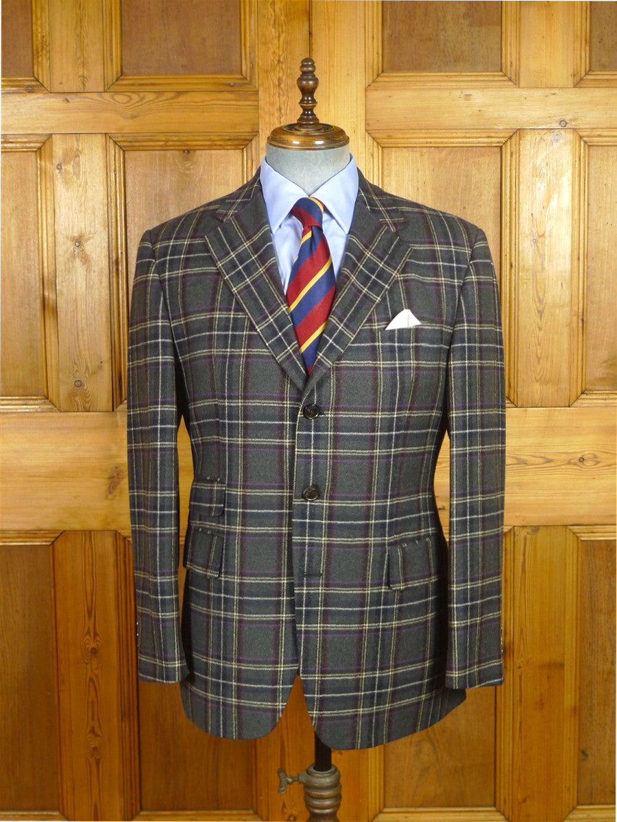 26/0655 immaculate nearly new daks grey / lilac glen check wool sports jacket blazer 40 regular