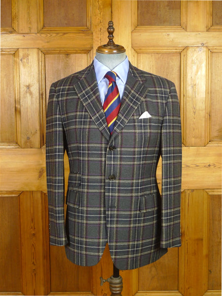 26/0655 immaculate nearly new daks grey / lilac glen check wool sports jacket blazer 40 regular