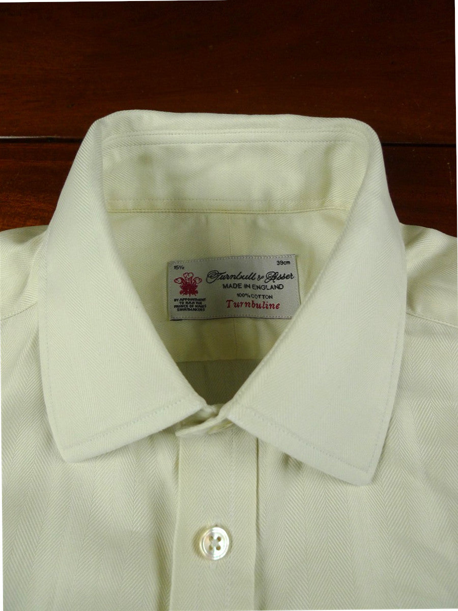 26/0680 turnbull & asser cotton cream long sleeve single cuff shirt 14.5"
