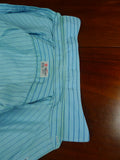 26/0683 turnbull & asser cotton teal striped long sleeve single cuff shirt 15"