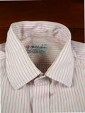 26/0678 turnbull & asser cotton pink striped long sleeve single cuff shirt 15"