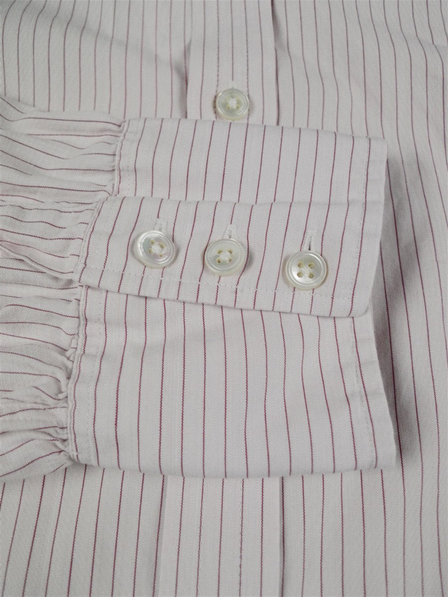 26/0678 turnbull & asser cotton pink striped long sleeve single cuff shirt 15"