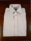26/0678 turnbull & asser cotton pink striped long sleeve single cuff shirt 15"