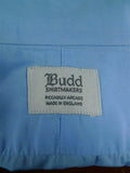 26/0679 budd cotton blue long sleeve double cuff shirt 16.5"