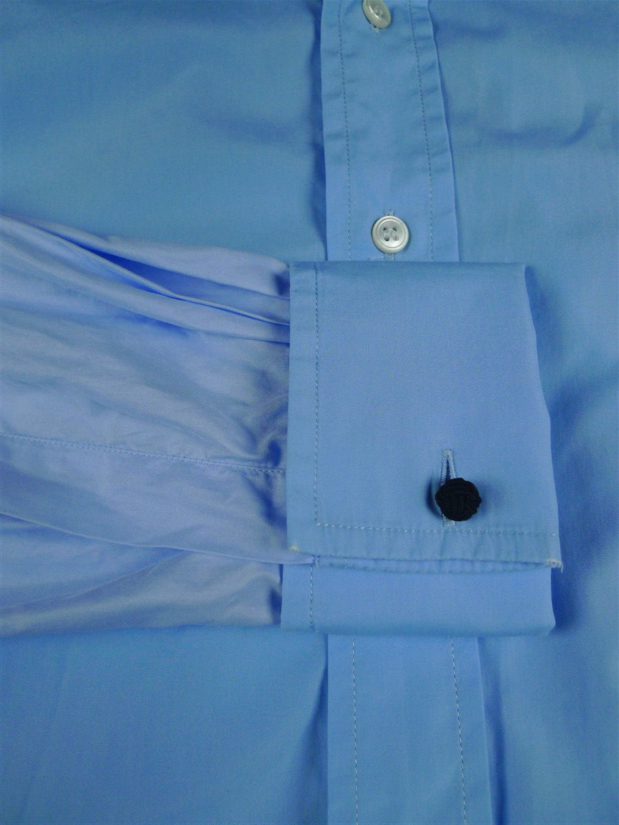 26/0679 budd cotton blue long sleeve double cuff shirt 16.5"