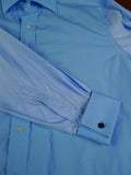 26/0679 budd cotton blue long sleeve double cuff shirt 16.5"