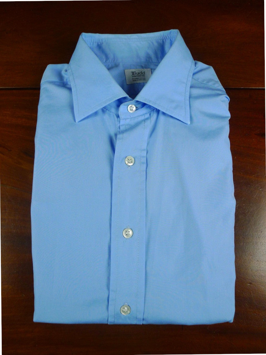 26/0679 budd cotton blue long sleeve double cuff shirt 16.5"