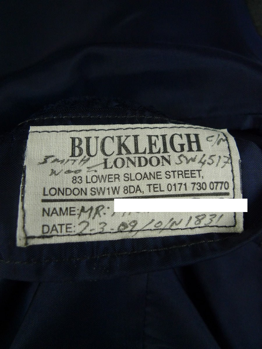 26/0662 immaculate buckleigh sw1 london bespoke grey worsted wool suit 38 short to regular