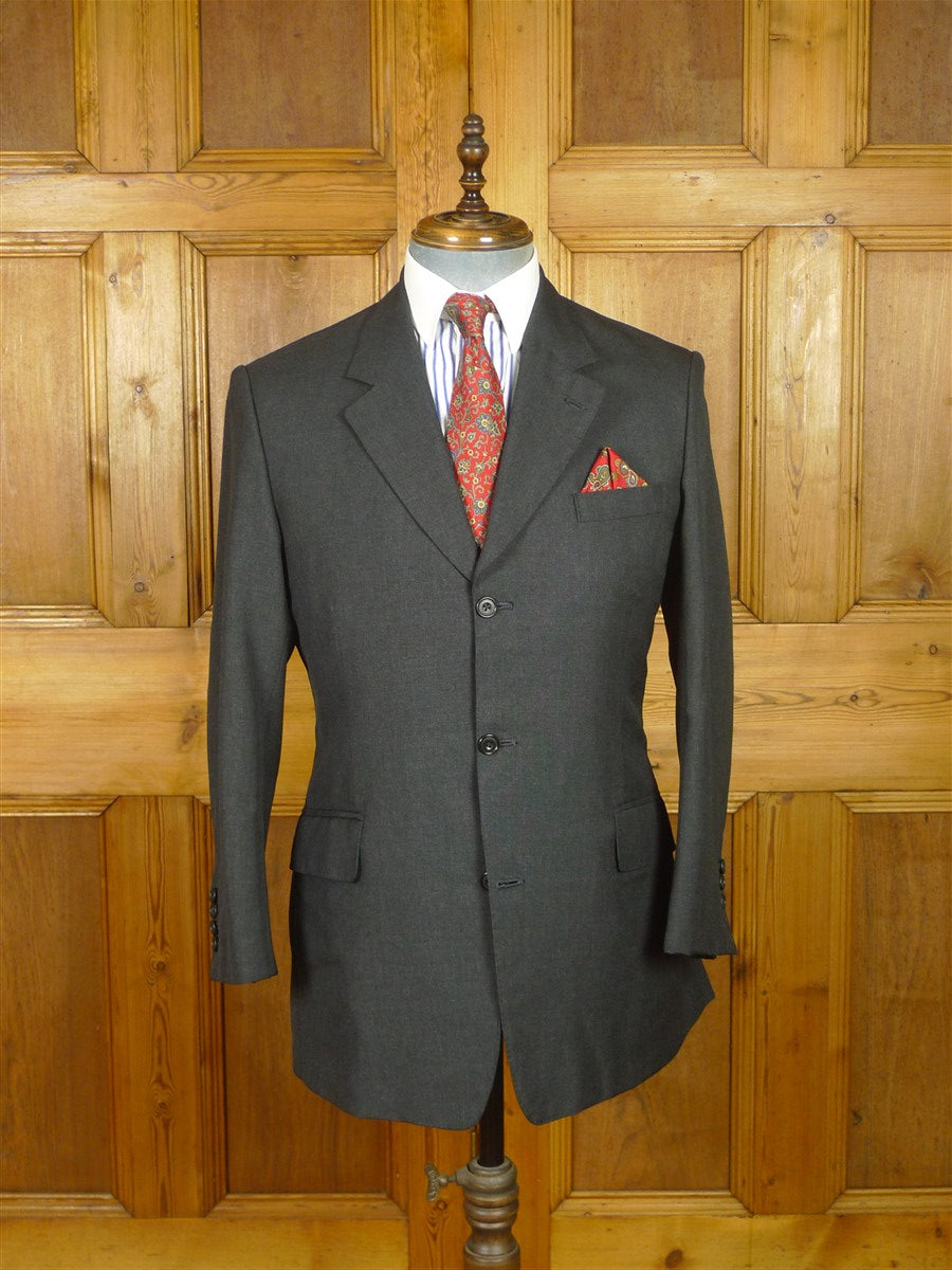 26/0665 vintage city of london bespoke grey hopsack weave worsted suit 38 short