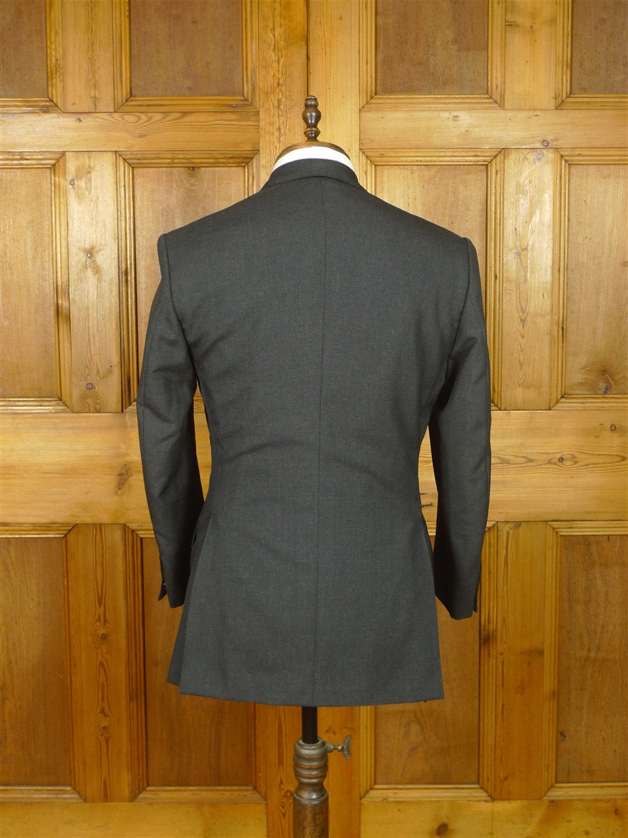 26/0665 vintage city of london bespoke grey hopsack weave worsted suit 38 short