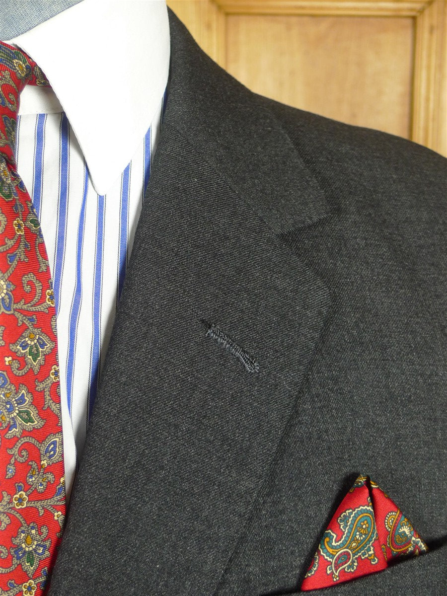 26/0666 immaculate buckleigh sw1 london bespoke grey worsted wool suit w/ green lining 38 short to regular