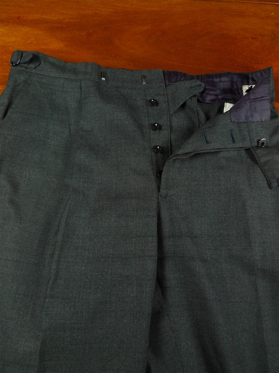26/0666 immaculate buckleigh sw1 london bespoke grey worsted wool suit w/ green lining 38 short to regular