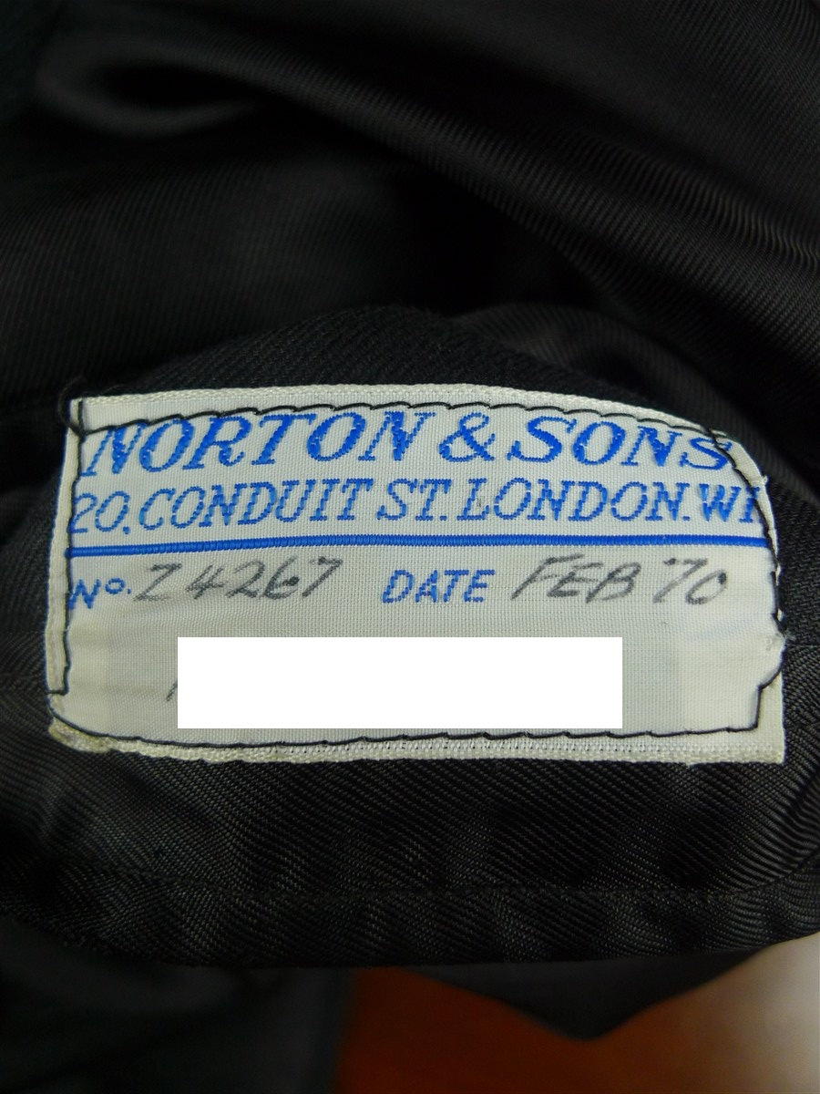 26/0667 exceptional 1970 norton & sons savile row bespoke heavyweight grey diagonal twill d/b suit 39-40 short to regular