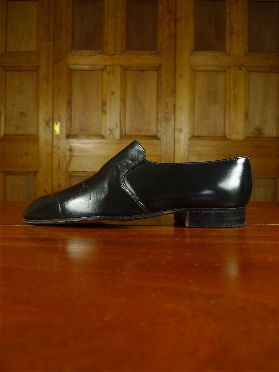 26/0708 vintage church's custom grade black leather slip-on dress shoe w/ bags uk 8