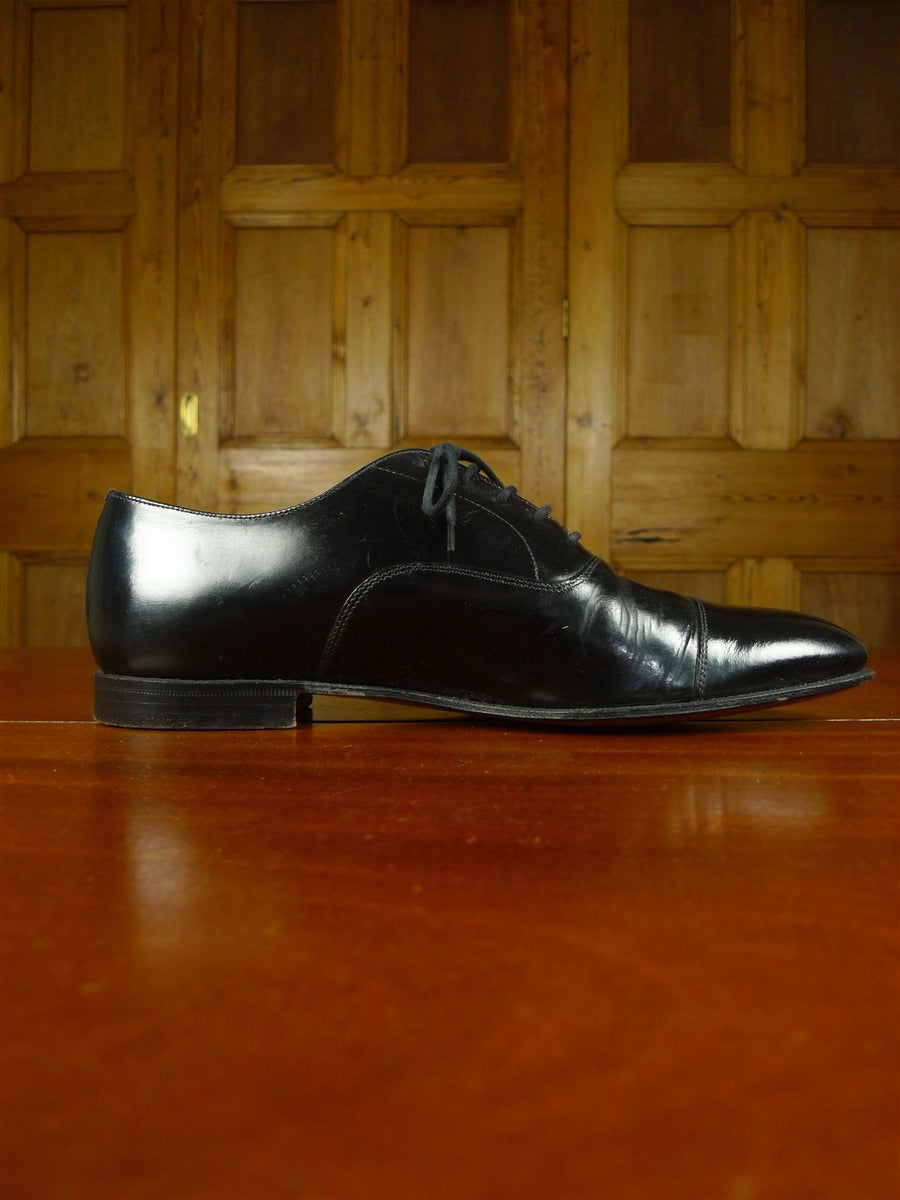26/0707 vintage church's custom grade black leather oxford toe-cap shoe w/ bags uk 9