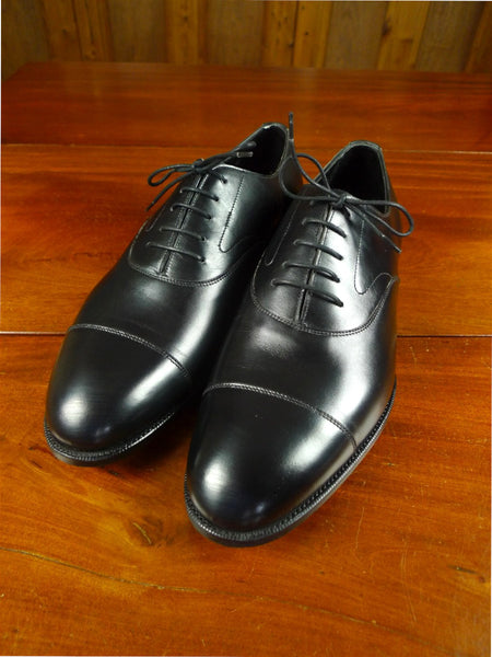 26/0701 NEW W/O TAGS edward green black leather toe-cap oxford shoe ON 202 LAST w/ original trees uk 8.5