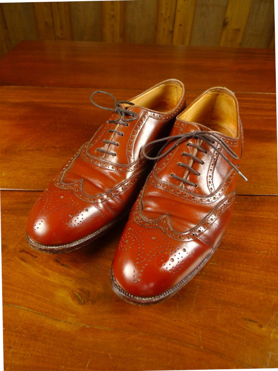 26/0704 beautiful vintage john lobb brown leather brogue shoe w/ bags uk 9.5