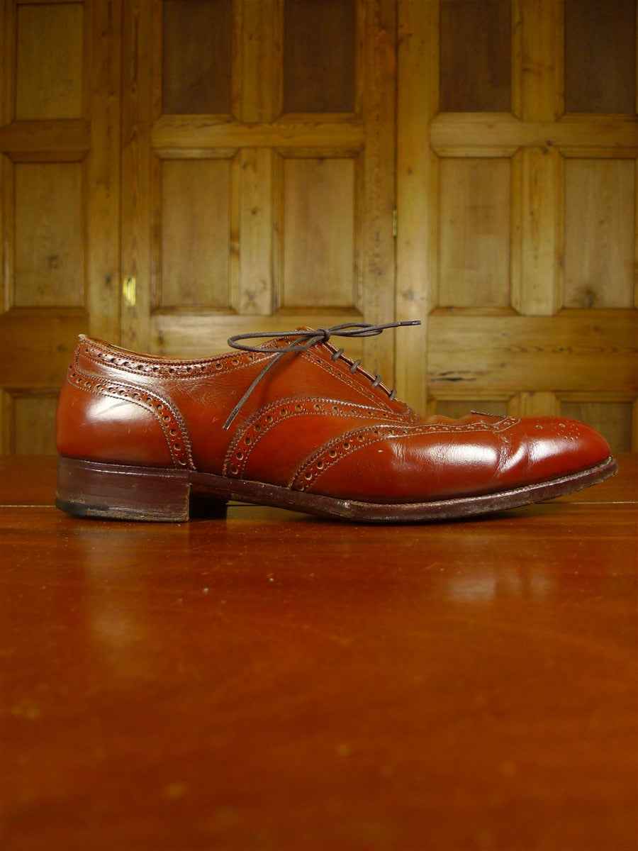26/0704 beautiful vintage john lobb brown leather brogue shoe w/ bags uk 9.5