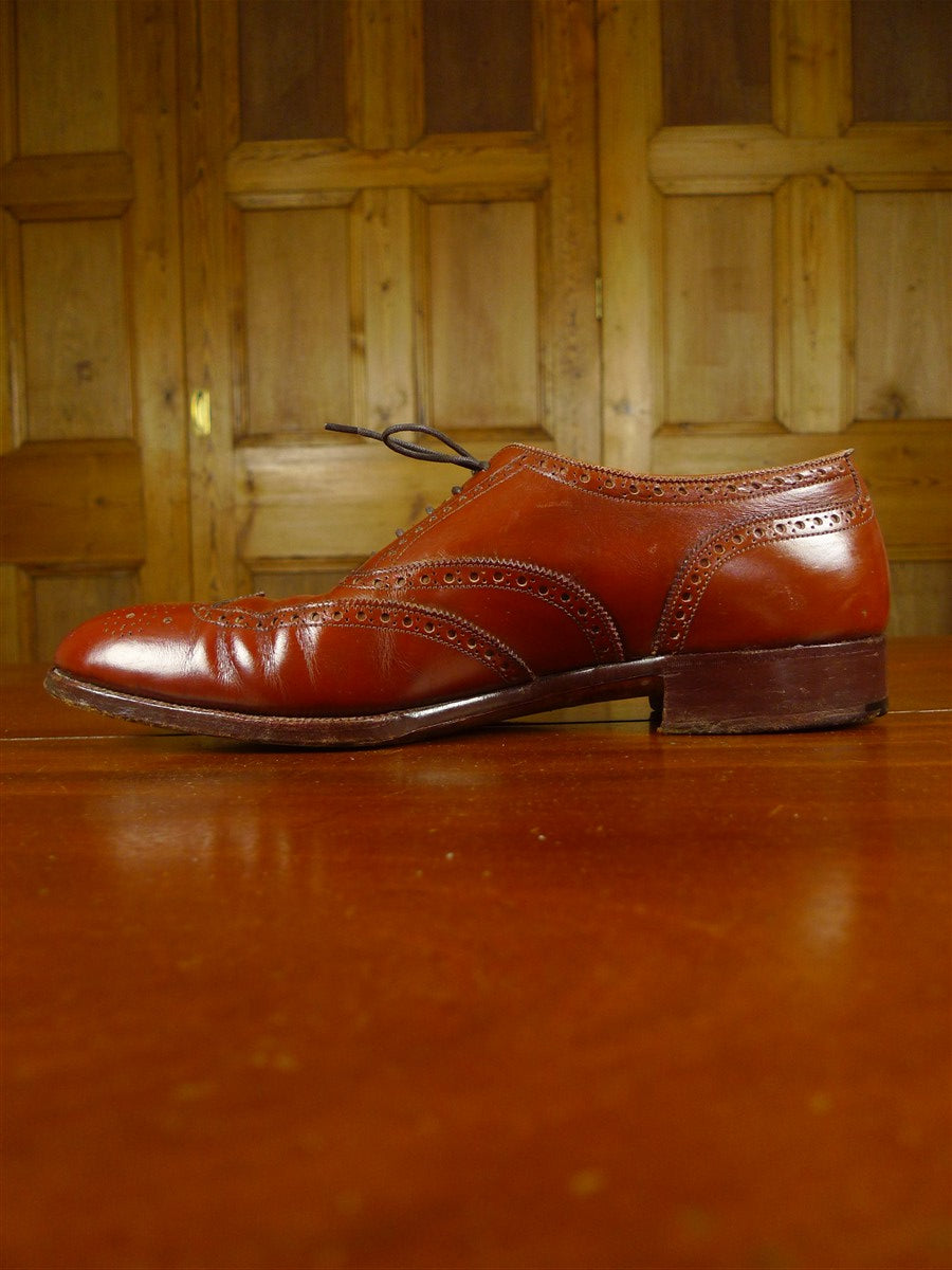 26/0704 beautiful vintage john lobb brown leather brogue shoe w/ bags uk 9.5