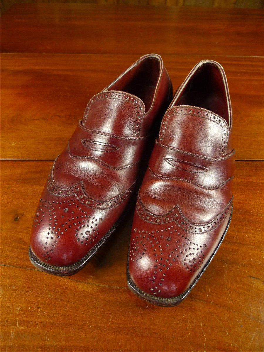 26/0705 beautiful vintage george cleverly brown leather brogue slip-on shoe w/ bags uk 9